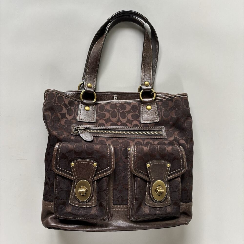 Coach Brown Gigi Legacy 65th Anniversary Double Turnlock Leather Tote Brown Bag